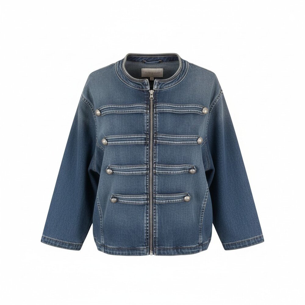 torrid Blue Denim Military-Style Zip Front Jacket
